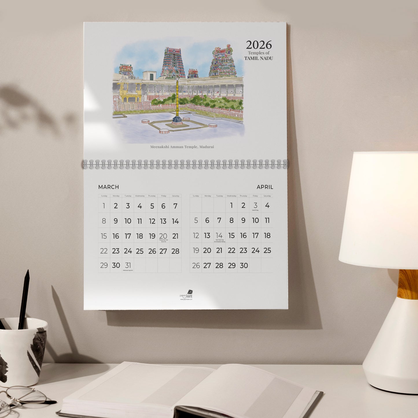 2026 Wall Calendar - Temples Calendar