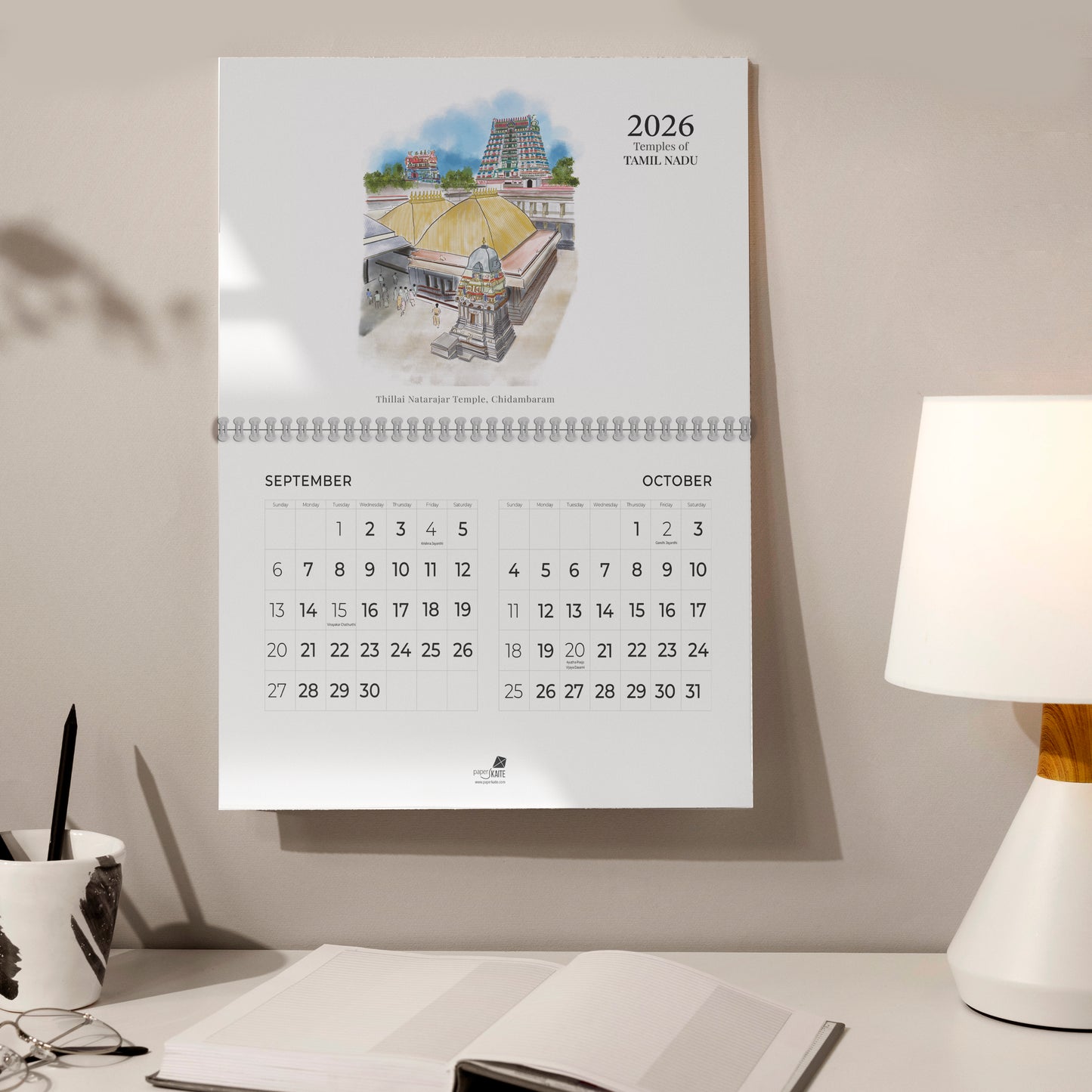 2026 Wall Calendar - Temples Calendar