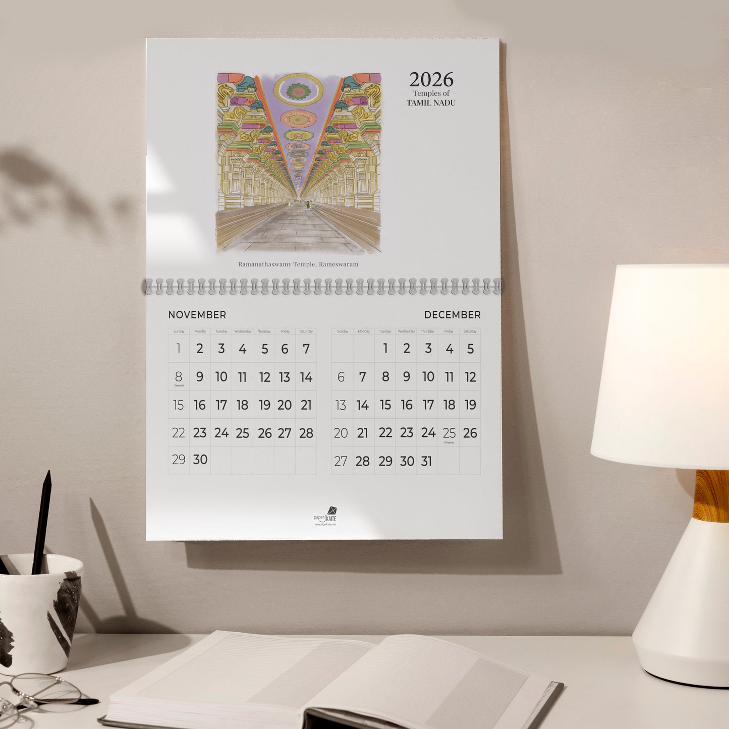 2026 Wall Calendar - Temples Calendar
