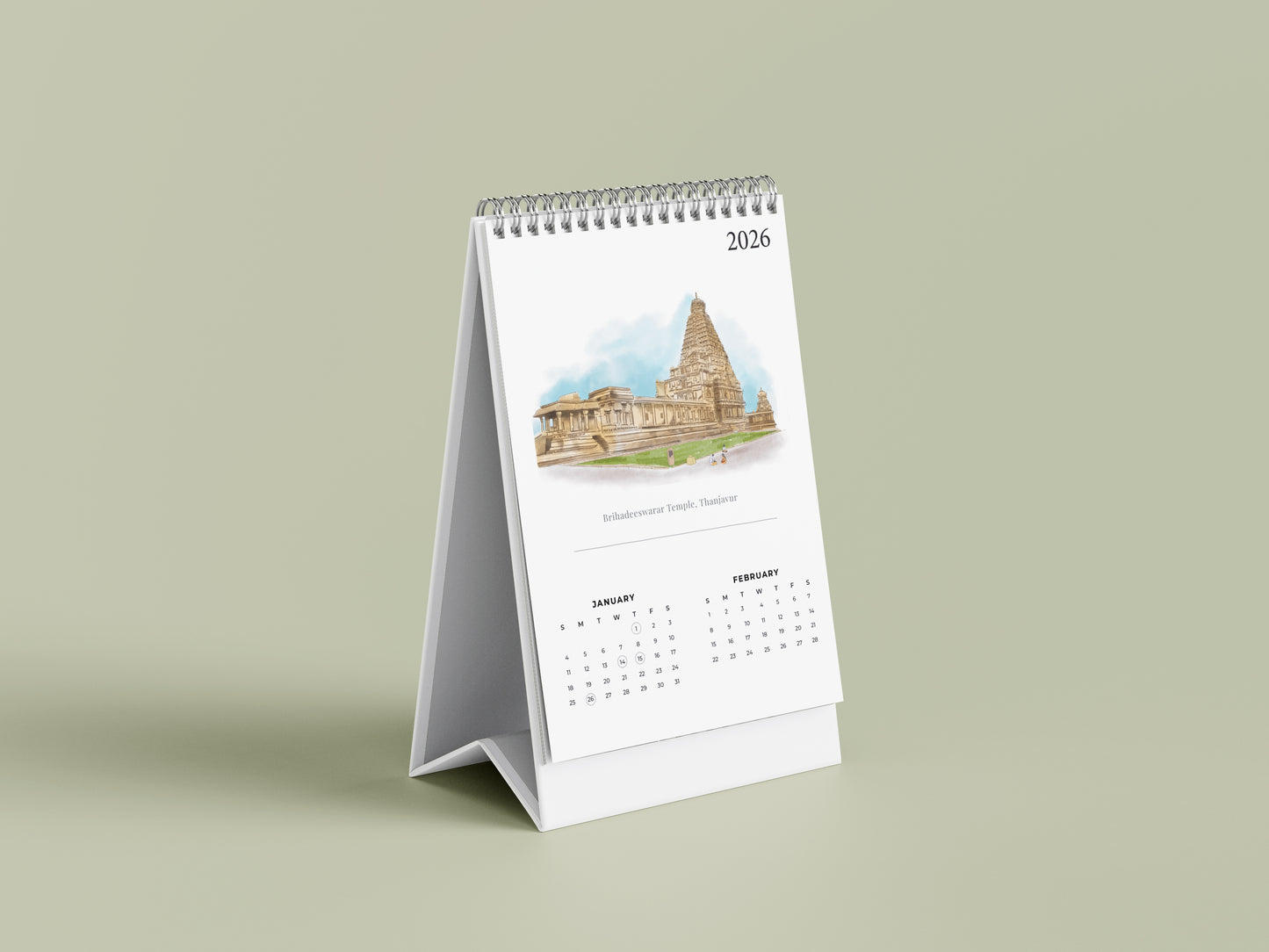 2026 Table Top Calendar - Temples of Tamil Nadu