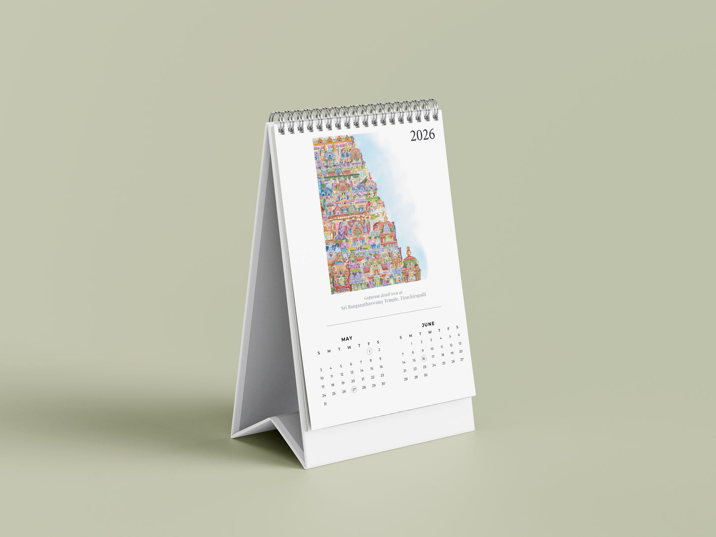 2026 Table Top Calendar - Temples of Tamil Nadu
