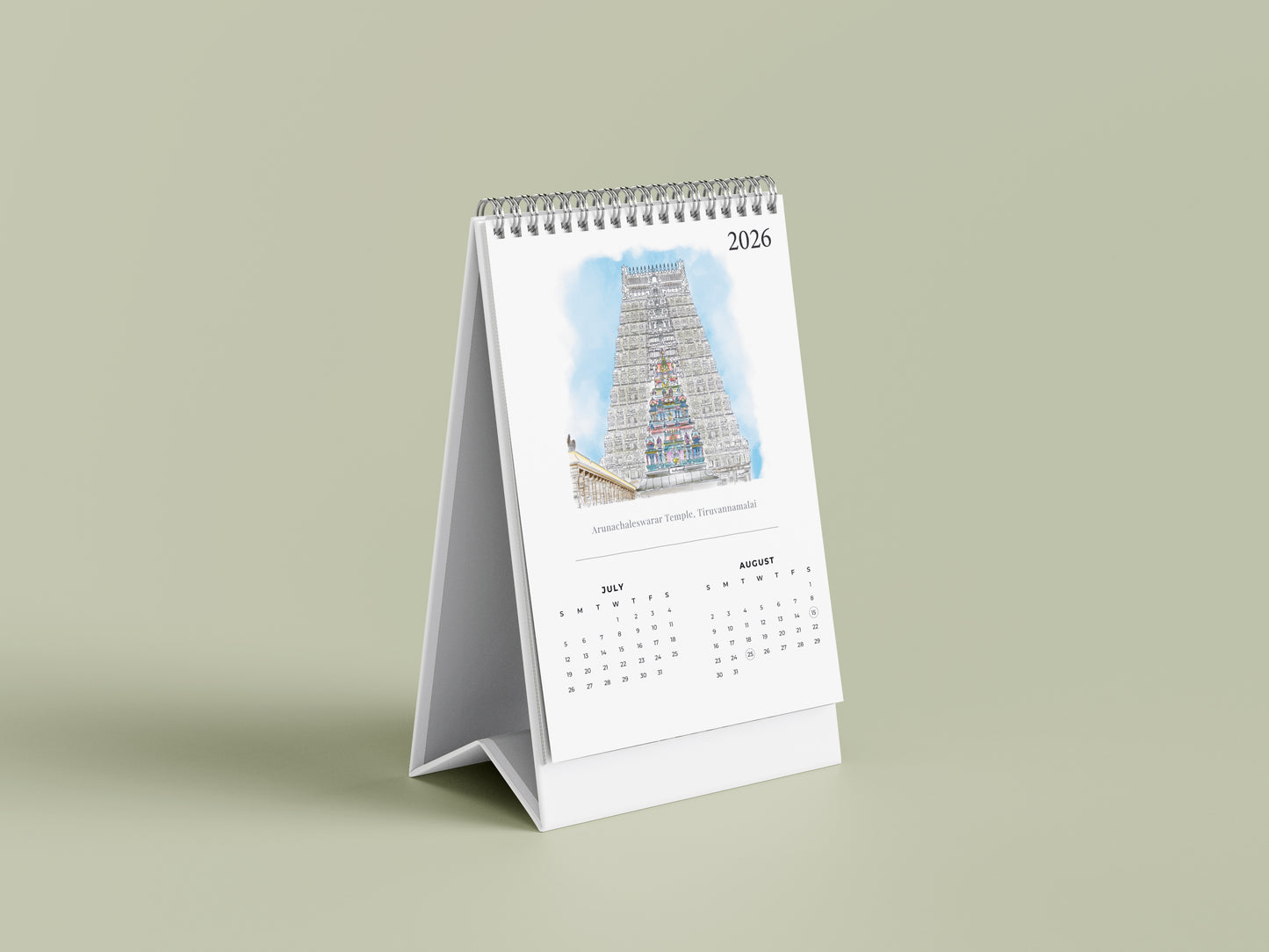 2026 Table Top Calendar - Temples of Tamil Nadu