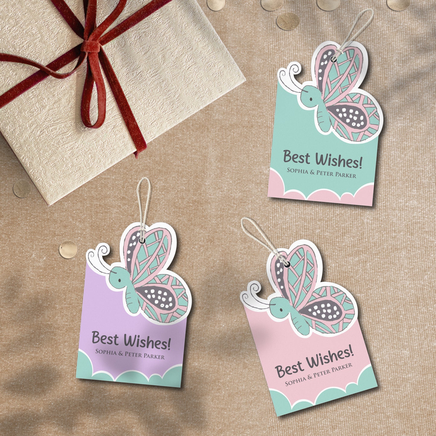 Enchanted Butterfly Gift Tags – Custom Name & Message | Glossy Finish