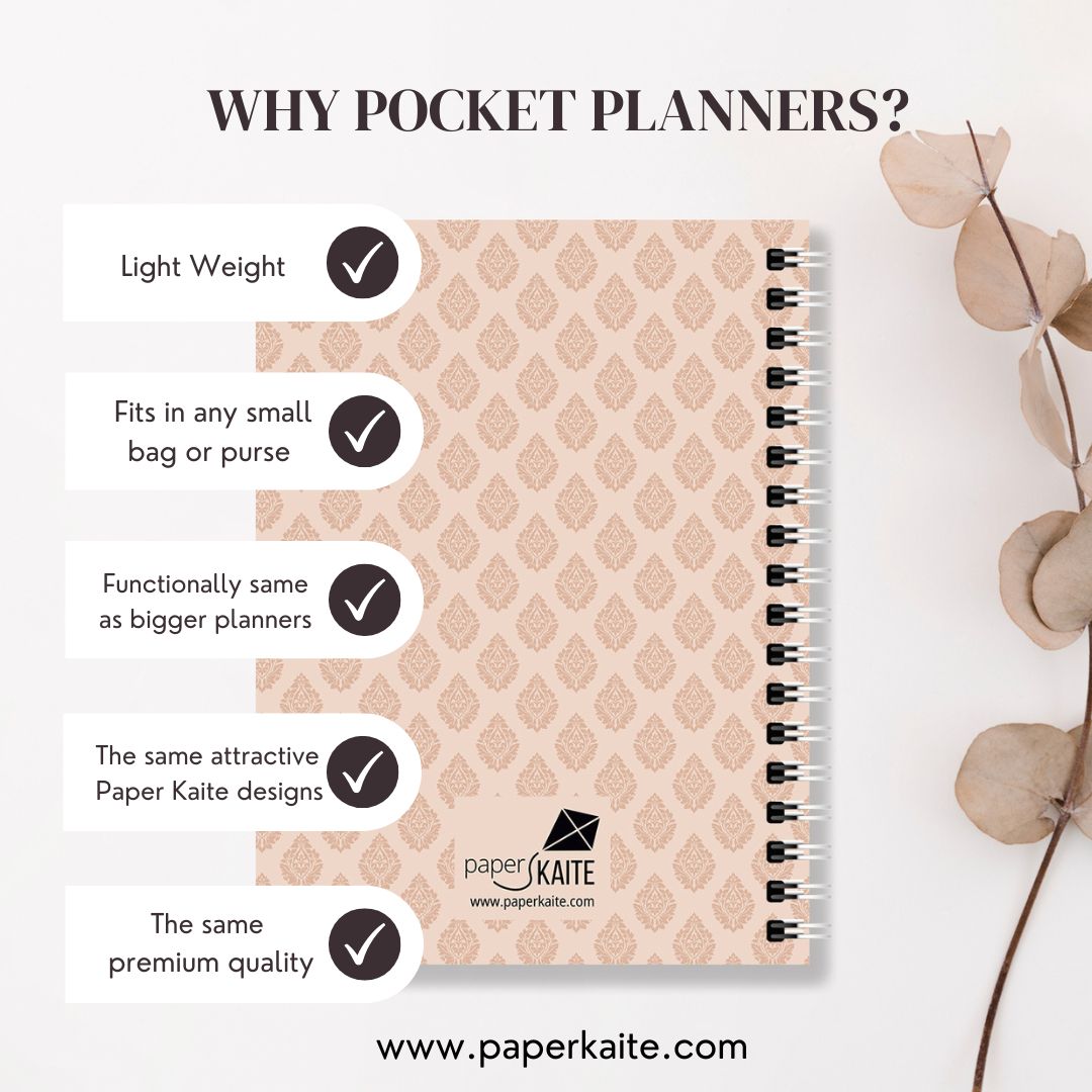 Blush Spiral 2025 Pocket Planner - A6 Size Soft Case Weekly Planner with 100gsm paper - Floral Design