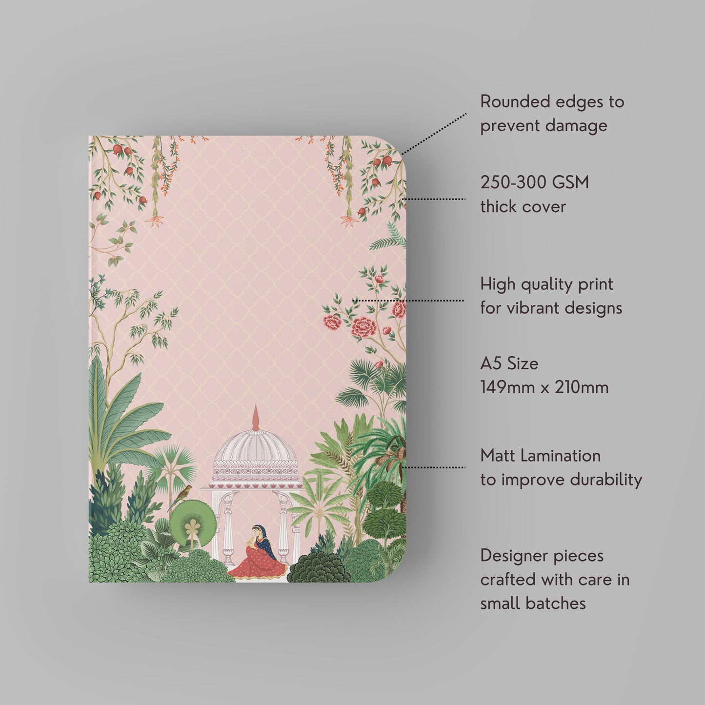 TROPICAL ANIMALS - Blank Notebooks | Pack of 4 | A5 Size | 100 GSM Natural Shade Paper | 60 Pages | Opens Flat Lay | Animals, Birds and Sea Creature Prints