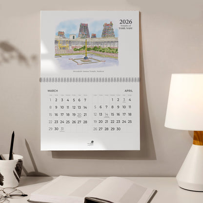 2026 Wall Calendar - Temples Calendar