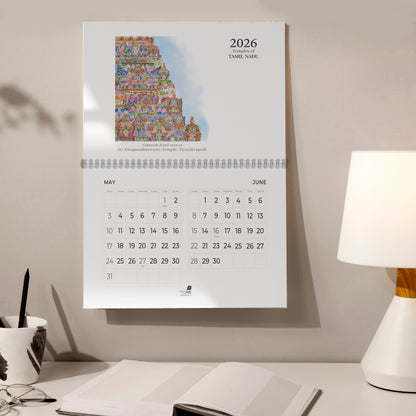 2026 Wall Calendar - Temples Calendar