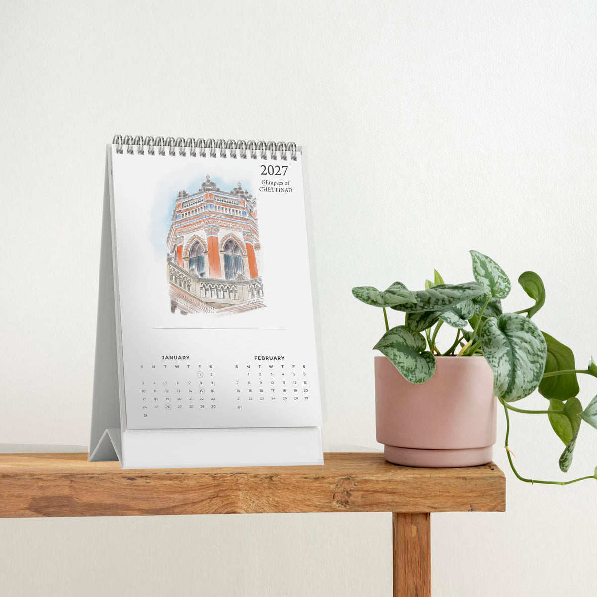 2027 Table Top Calendar - Glimpses of Chettinad