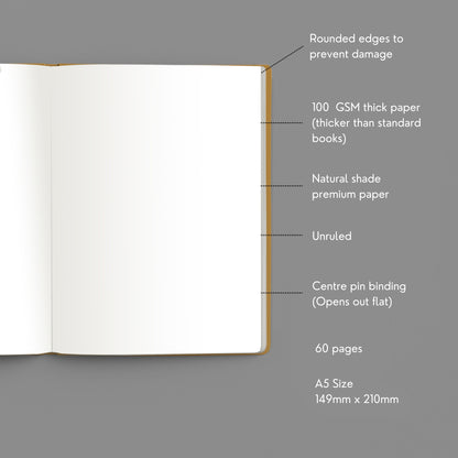 TROPICAL ANIMALS - Blank Notebooks | Pack of 4 | A5 Size | 100 GSM Natural Shade Paper | 60 Pages | Opens Flat Lay | Animals, Birds and Sea Creature Prints