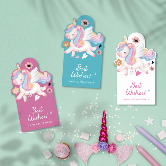 Whimsical Unicorn Gift Tags – Custom Name & Message | Glossy Finish