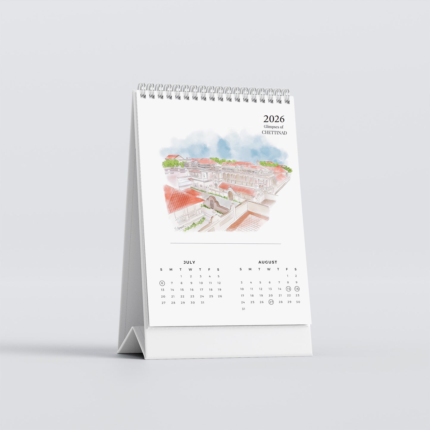 2026 Table Top Calendar - Glimpses of Chettinad