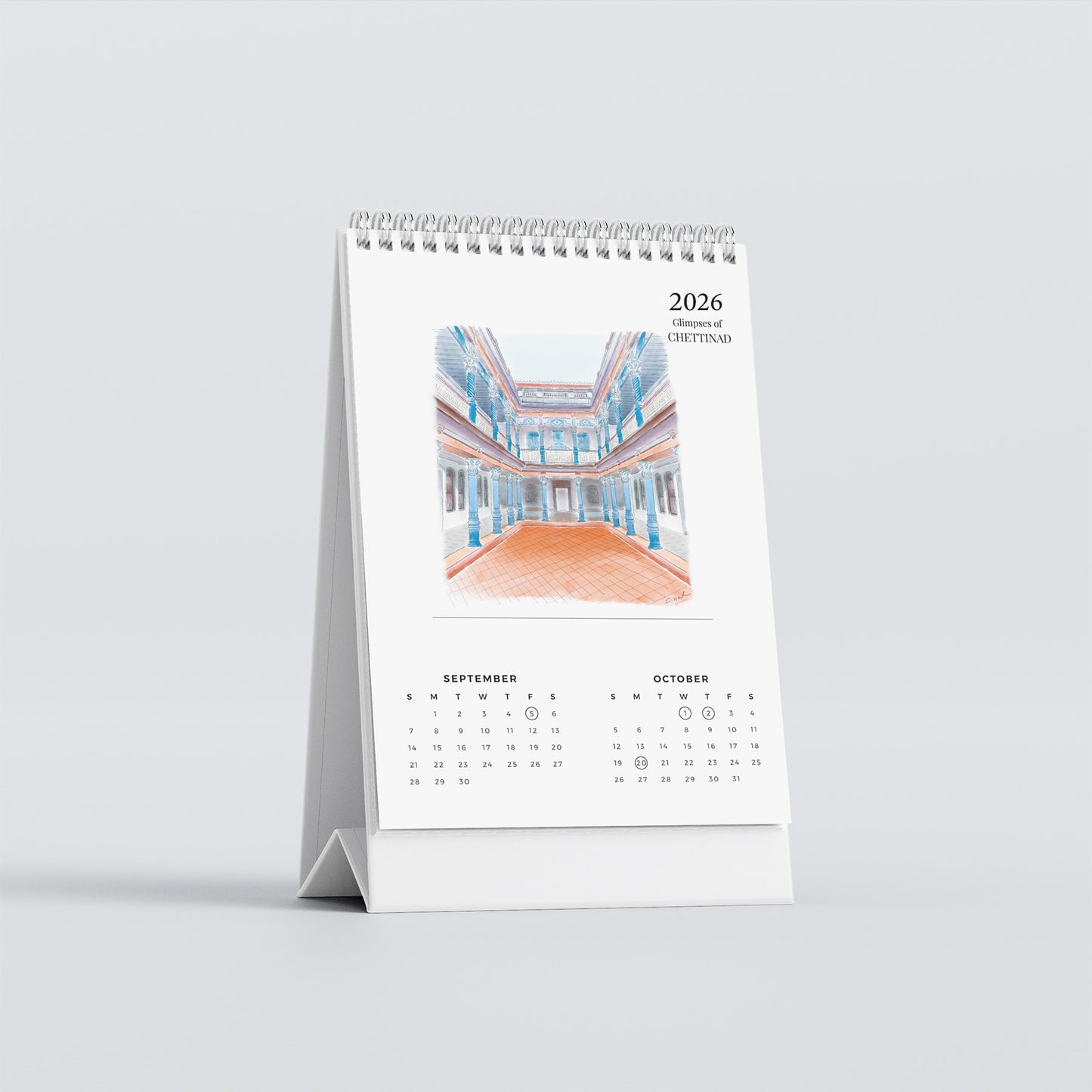 2026 Table Top Calendar - Glimpses of Chettinad