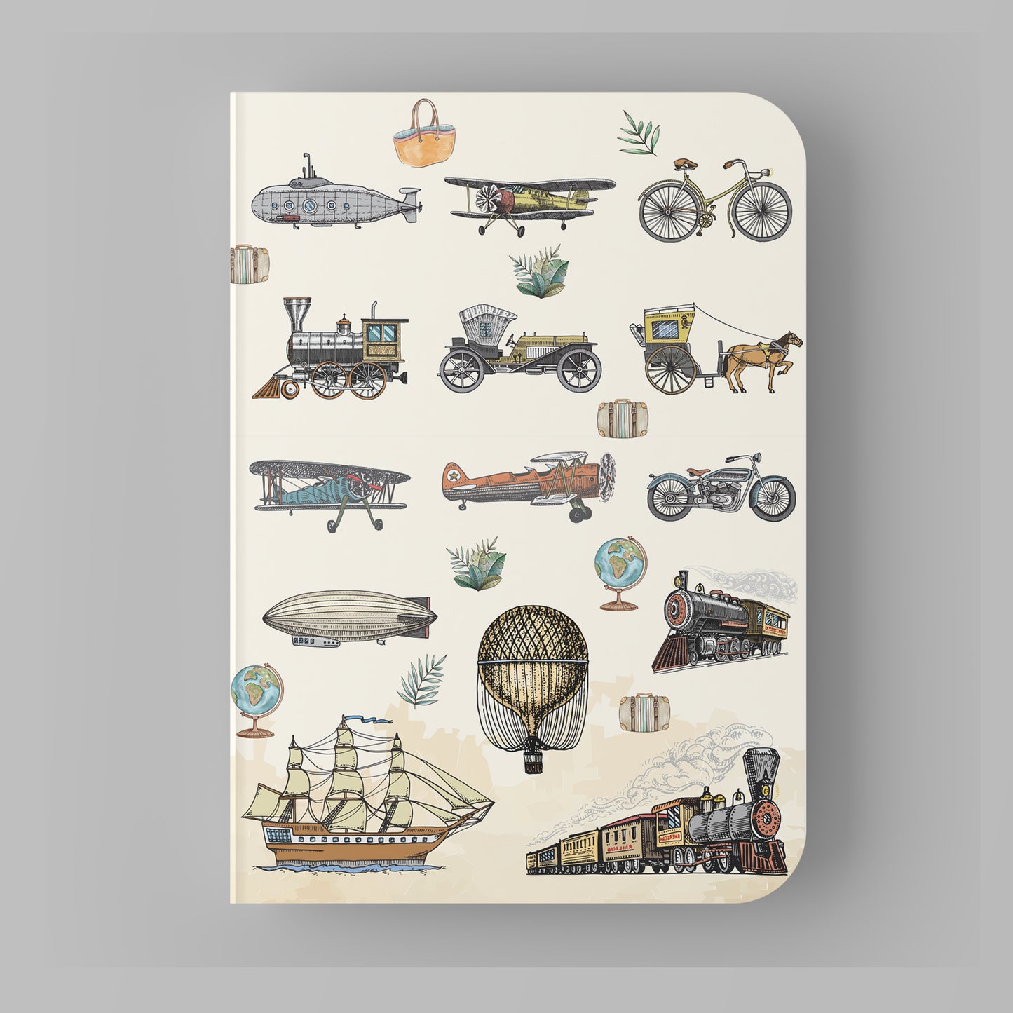 Paper Kaite Blank Notebooks | VINTAGE VEHICLES | Pack of 4 | A5 Size | 100 GSM Natural Shade Paper | 60 Pages | Opens Flat Lay | Vibrant Designer Prints | Gifts for men and boys