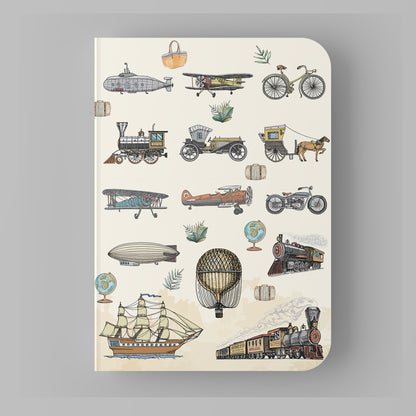 Paper Kaite Blank Notebooks | VINTAGE VEHICLES | Pack of 4 | A5 Size | 100 GSM Natural Shade Paper | 60 Pages | Opens Flat Lay | Vibrant Designer Prints | Gifts for men and boys