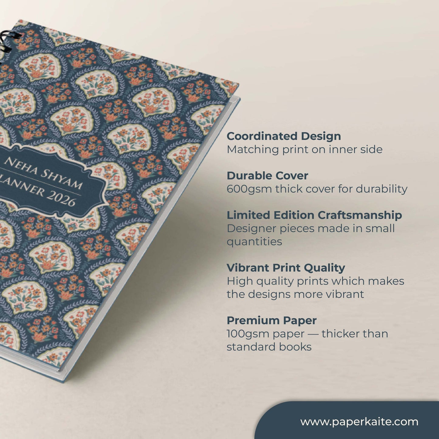 Royal Garden 2026 Planner - A5 Size Case Weekly Planner with 100gsm paper - Ethnic Indian Design (Copy)