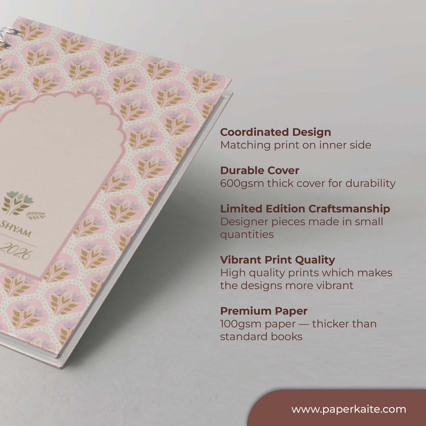 Pushpanjali 2026 Planner - A5 Size Case Weekly Planner with 100gsm paper - Ethnic Indian Design