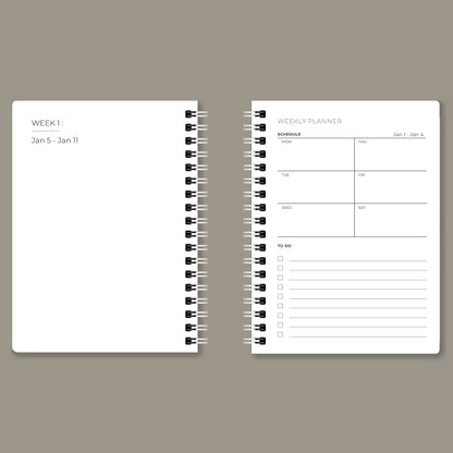 Blush Spiral 2025 Pocket Planner - A6 Size Soft Case Weekly Planner with 100gsm paper - Floral Design - PaperKaite