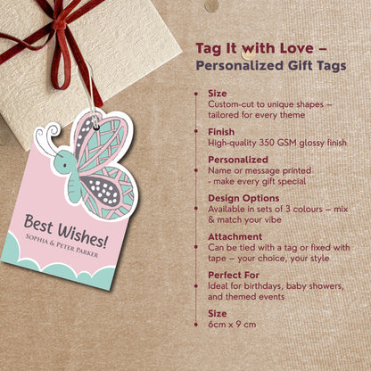 Enchanted Butterfly Gift Tags – Custom Name & Message | Glossy Finish