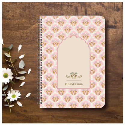 Pushpanjali 2026 Planner - A5 Size Case Weekly Planner with 100gsm paper - Ethnic Indian Design