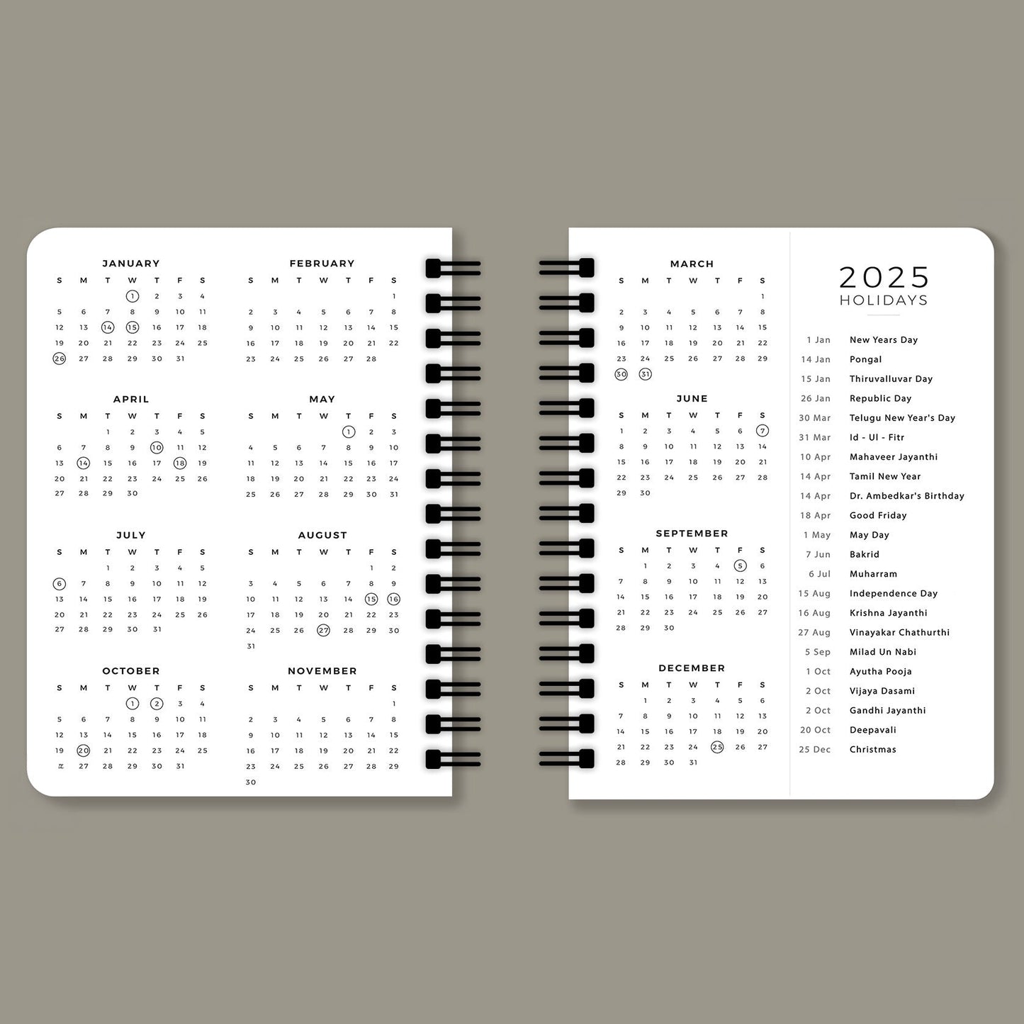 Gulabi Mehal 2025 Planner - A5 Size Case Weekly Planner with 100gsm paper - Ethnic Indian Design - PaperKaite