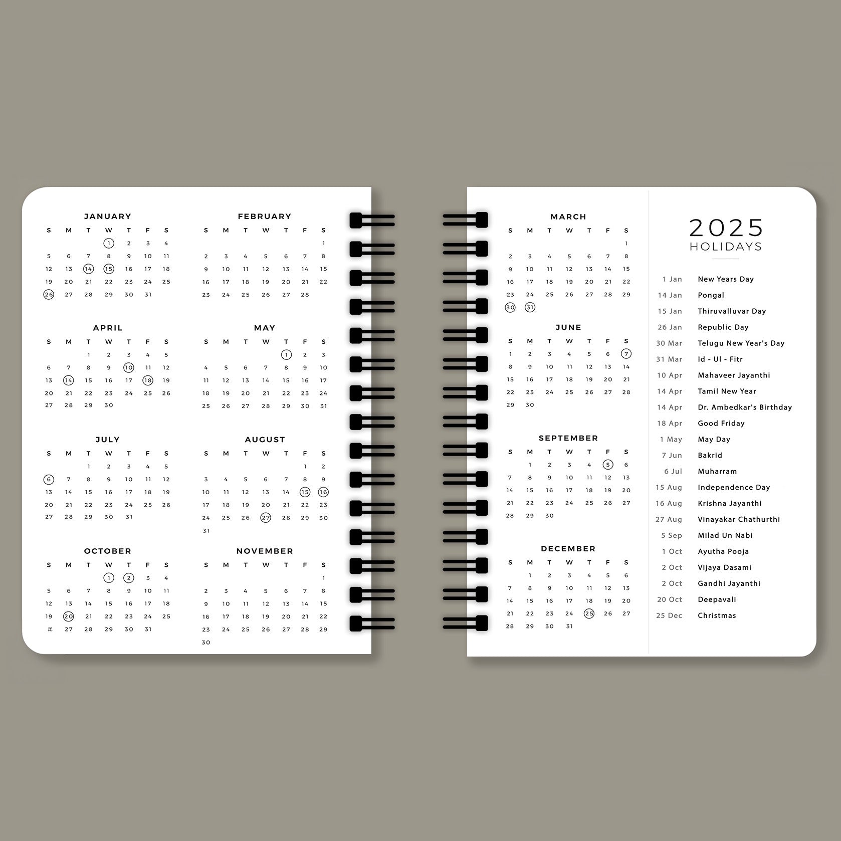 Gulabi Mehal 2025 Planner - A5 Size Case Weekly Planner with 100gsm paper - Ethnic Indian Design - PaperKaite