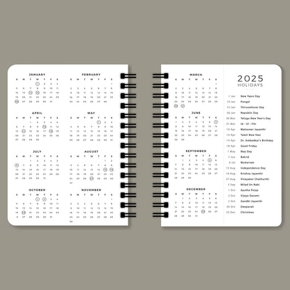 Gulabi Mehal 2025 Planner - A5 Size Case Weekly Planner with 100gsm paper - Ethnic Indian Design - PaperKaite