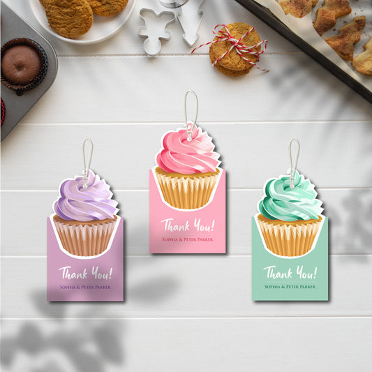 Delightful Cupcake Gift Tags – Custom Name & Message | Glossy Finish