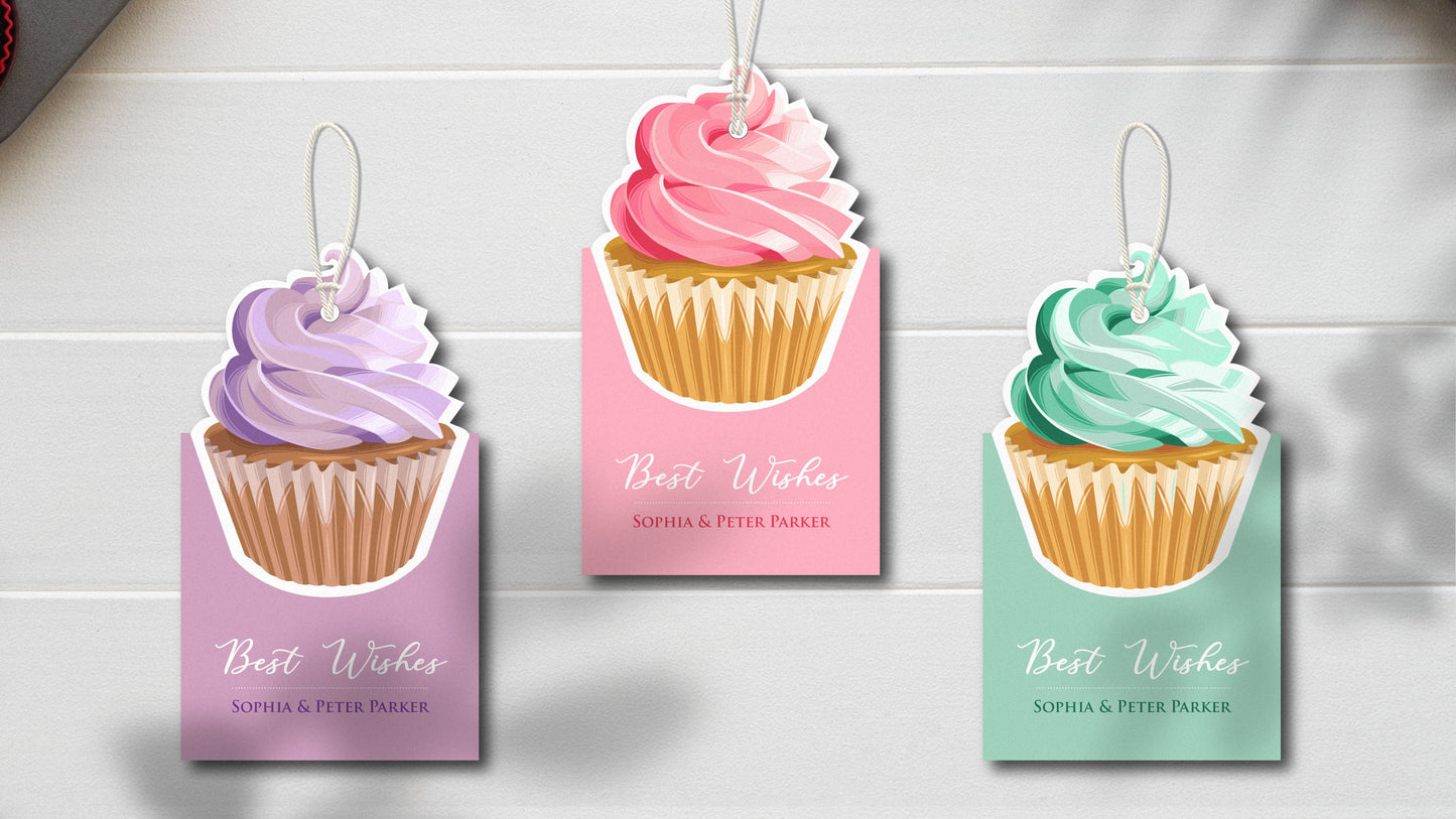 Delightful Cupcake Gift Tags – Custom Name & Message | Glossy Finish