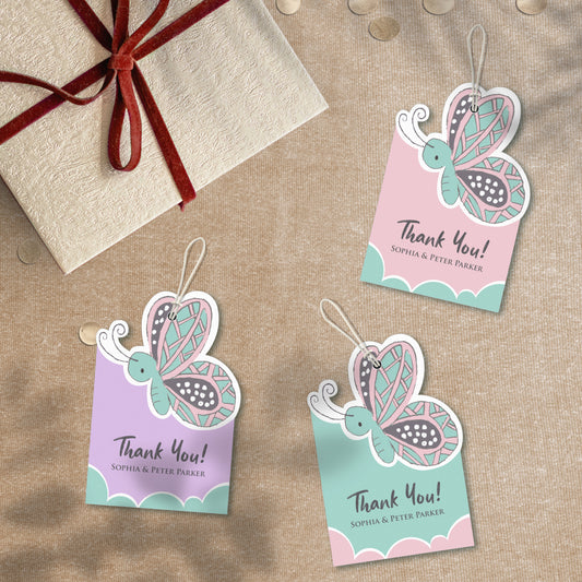 Enchanted Butterfly Gift Tags – Custom Name & Message | Glossy Finish