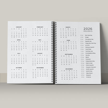 Lotus Spiral 2026 Pocket Planner - A6 Size Soft Case Weekly Planner with 100gsm paper - Ethinic Design