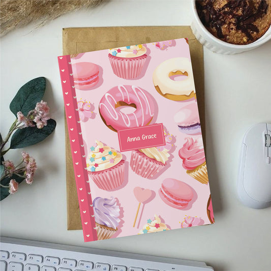 'Sweet Tooth' Personalized A5 Diary – Cute Pastry Themed Customised Journal
