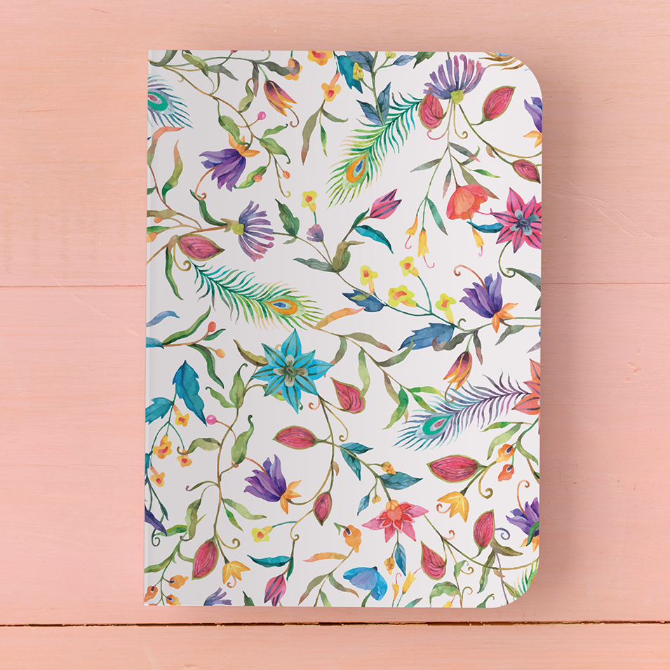 CLASSY FLORALS - Blank Notebooks | Pack of 4 | A5 Size | 100 GSM Natural Shade Paper | 60 Pages | Opens Flat Lay | Vibrant Designer Prints | Gifts for women and girls
