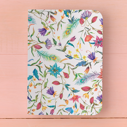 CLASSY FLORALS - Blank Notebooks | Pack of 4 | A5 Size | 100 GSM Natural Shade Paper | 60 Pages | Opens Flat Lay | Vibrant Designer Prints | Gifts for women and girls