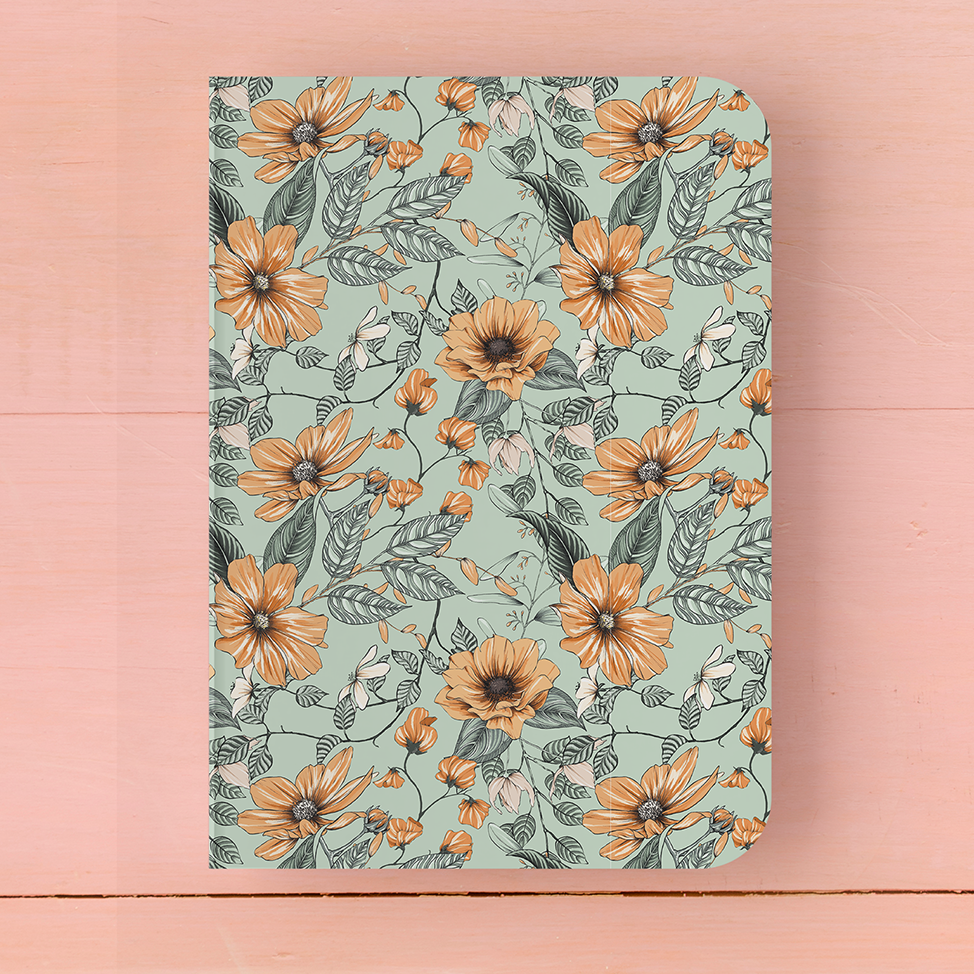 CLASSY FLORALS - Blank Notebooks | Pack of 4 | A5 Size | 100 GSM Natural Shade Paper | 60 Pages | Opens Flat Lay | Vibrant Designer Prints | Gifts for women and girls