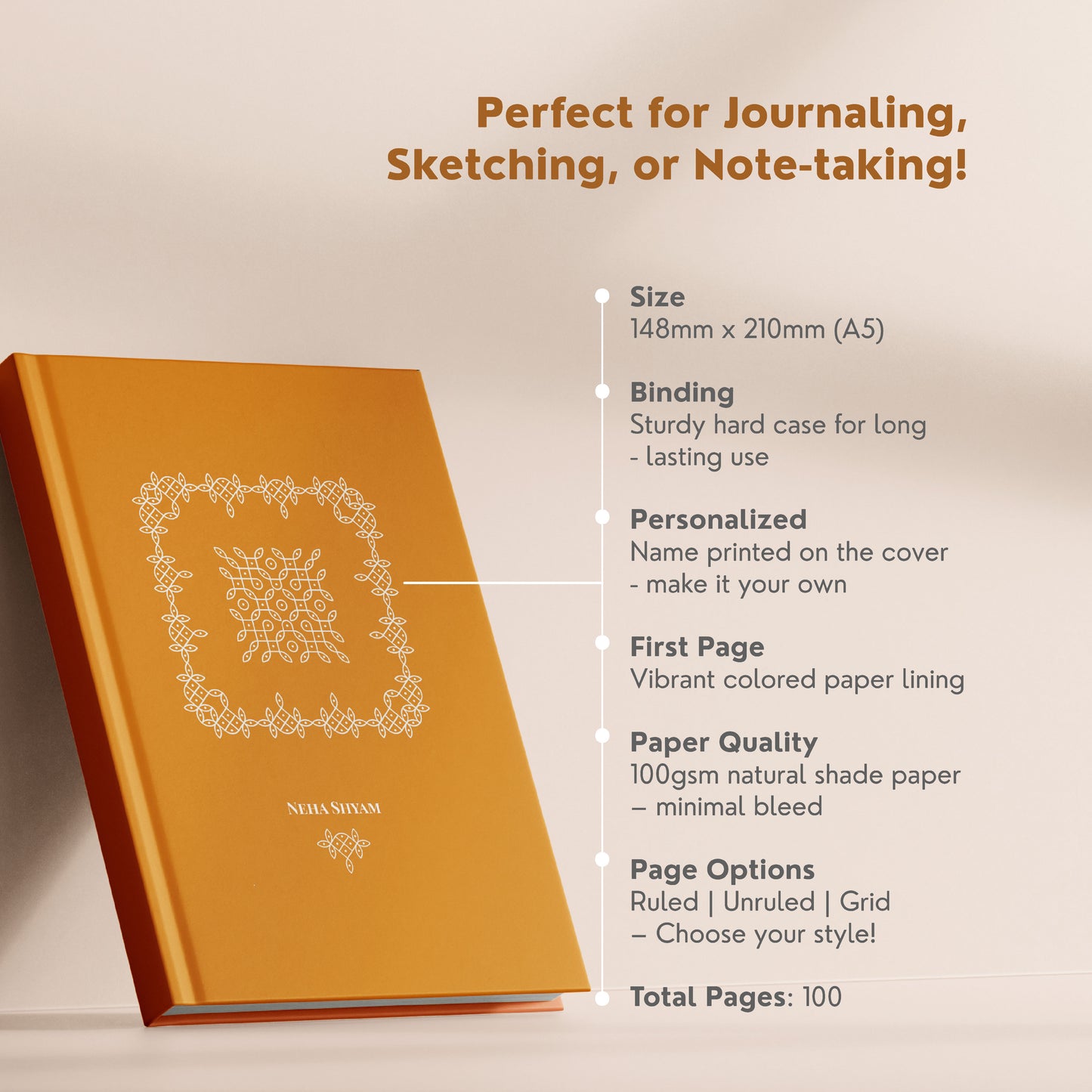 'Kolam' Customised Journal - An exploration of Indian Art